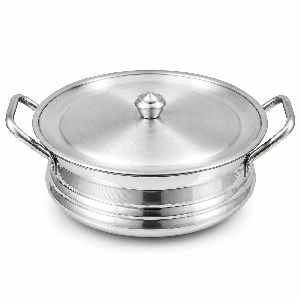 Anketras Aluminium Uruli 26 cm 4 Litre with Lid | Silver Finish Cooking Urli with SS Handles | Multipurpose Aluminium Pot for Curries, Kheer, Payasam, Boiling, Serving & Daily Indian Kitchen